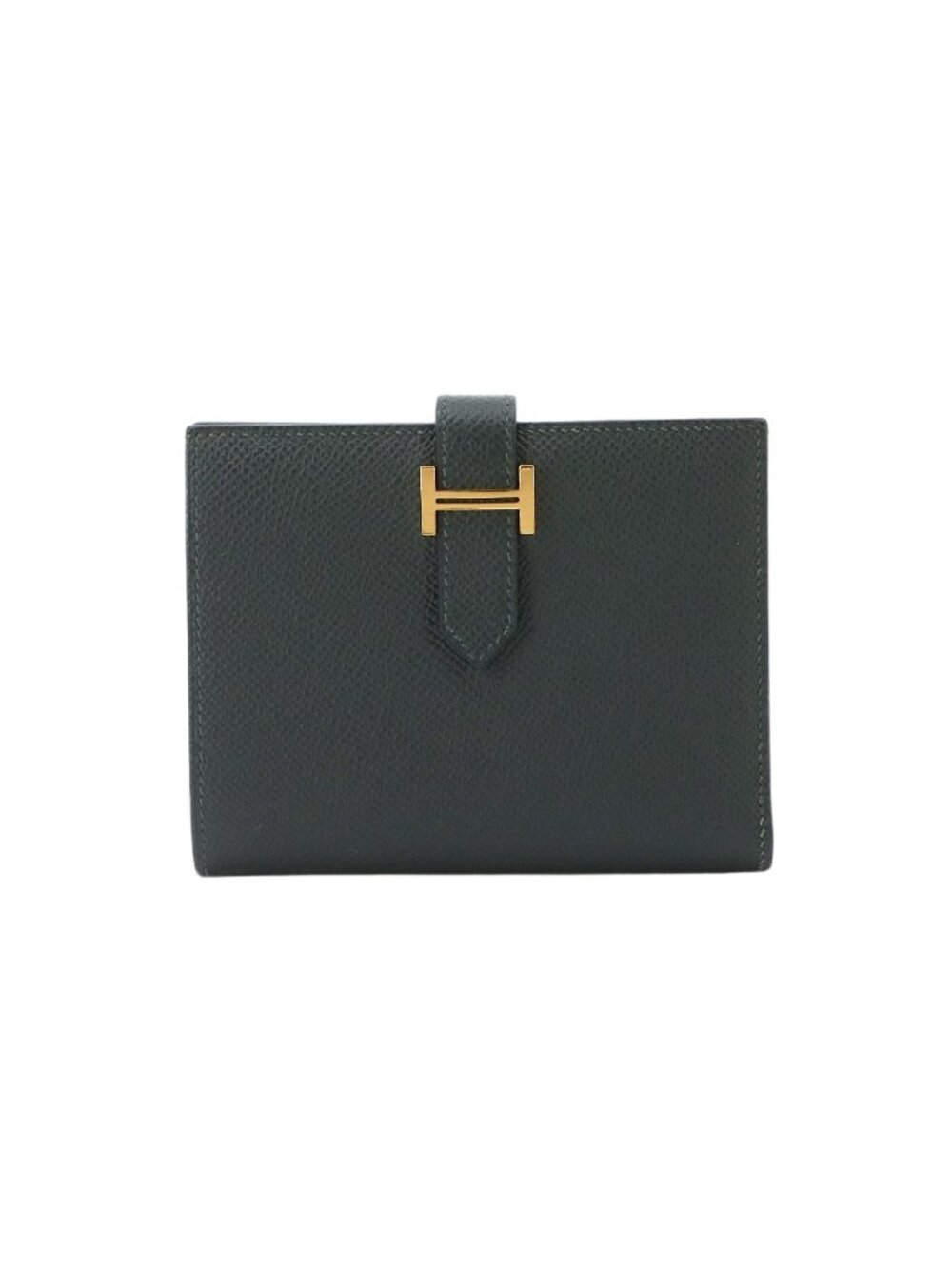 Hermes Bearn Compact Bifold Wallet Epsom Vert Mangrove Gold